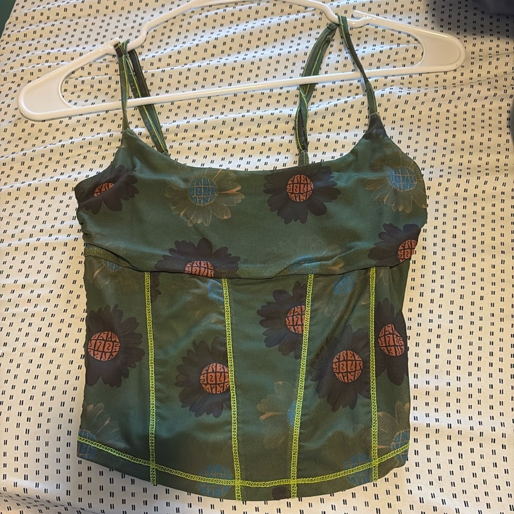 Urban Outfitters green flower patterned tank top
